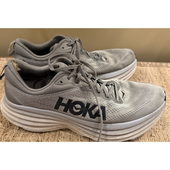 Hoka One One Bondi 8 Men\'s Sharkskin/Harbor Mist Running Shoes Sneakers Size 11D main image 12